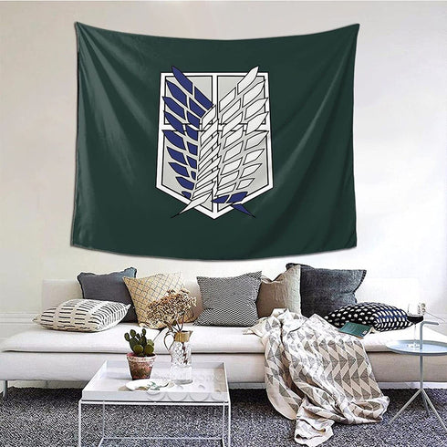 Attack On Titan Survey Corps-Tapestry Wall Hanging Room Art Home Decoration Gift Bedroom Decor Living Room Door Curtain Balcony 60*51 In
