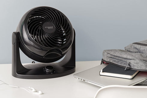 IRIS USA WOOZOO Air Circulator Fan, Vortex Fan, Desk Fan, Portable Fan, 3 Speed Settings, 6 Tilting Head Settings, 74ft Max Air Distance, Large, Black