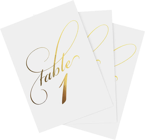 Bliss Collections Table Numbers, Gold Foil, Double-Sided Cards Plus Head Table Card for Your Wedding, Reception, Anniversary, Birthday Party or Celebration, 4"x6" (1-40 Plus Head Table Card)