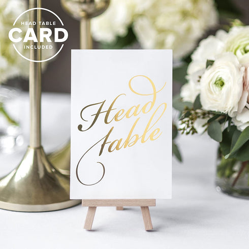 Bliss Collections Table Numbers, Gold Foil, Double-Sided Cards Plus Head Table Card for Your Wedding, Reception, Anniversary, Birthday Party or Celebration, 4"x6" (1-40 Plus Head Table Card)