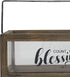Stonebriar Count Your Blessings Rustic Rectangular Wood and Glass Tray Rail Candle Holder with Sentiment Saying, Brown
