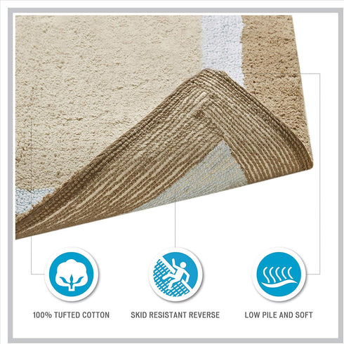Madison Park Amherst Bathroom Rugs Room D©cor 100% Cotton Tufted Ultra Soft Non-Slip, Absorbent Quick Dry Bathtub Mats, 20x30, Brown/Blue