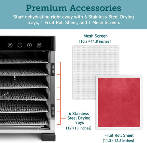 COSORI Food Dehydrator Machine Mesh Screens, BPA-Free Plastic Dryer Sheets for Fruit, Meat, Beef jerky, Herb, Vegetable, C267-2MS, 2Pack, White