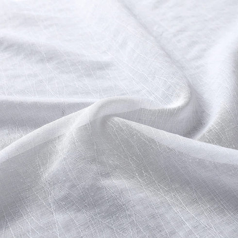 White Sheer Curtains 96 Inch Length for Living Room Extra Long Linen Wave Textured Soft Touch Rod Pocket Window Drapes 52x96 inches Long for Bedroom Closet Thick Opaque Faux Cotton Drapes