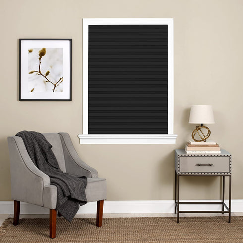 Achim Home Furnishings 123CO36B24 Cordless 1-2-3, 36" x 75", Black Vinyl Room Darkening Pleated Window Shade