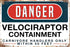 Jesiceny New Tin Sign Danger Velociraptor Containment Aluminum Metal Sign 8x12 INCH