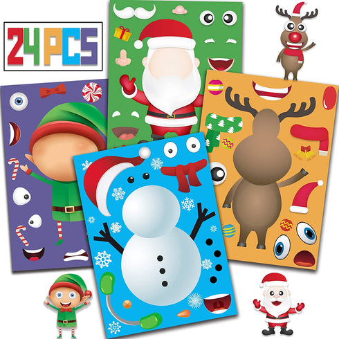 Christmas Stickers for Kids Christmas Party Favors for Kids Christmas Gifts for Kids Christmas Sticker Sheets Kids Classroom Rewards Christmas DIY Stickers for 24 Players