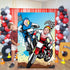 PANTIDE Motocross Photo Door Banner Backdrop Props, Large Satin Photo Background Face Photography Banner Decor Dirt Bike Theme Party Favor Supply Decorations Funny Party Games for Kids, 59 x 39 Inch
