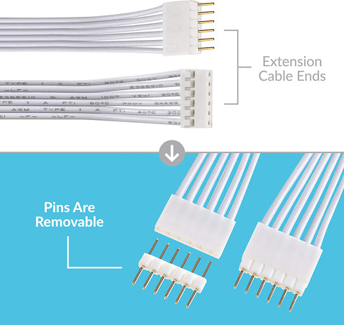 Litcessory Extension Cable for Philips Hue Lightstrip Plus (10ft, 1 Pack, White - Standard 6-PIN V3)