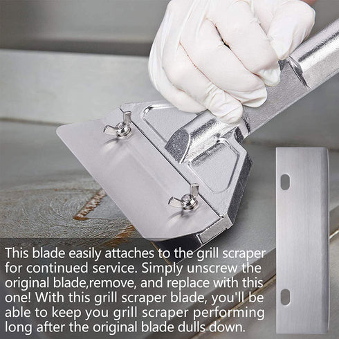BOLEXINO Grill Scrapers Blade Replacement, Edge Sharper Blades, Stainless Steel Heavy Duty Rust Grill Blades Outdoor BBQ Tools & Accessories Blades (6 Pack)