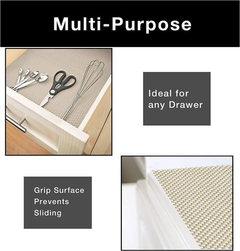 Smart Design Premium Grip Shelf Liner - 12 Inch x 20 Feet - Non Adhesive, Strong Grip Bottom, Easy Clean Kitchen Drawer, Cabinet, Cupboard Dresser Protector Cover, Non Slip Rubber Mat - Taupe