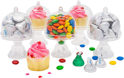 Cake Plate Stand with Dome Cover, Clear, 24 Pieces
