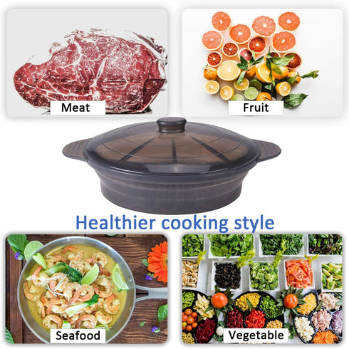 Microwave Steamer Collapsible Bowl-Silicone Steamer with Handle & Lid for Meal Prep with Detachable Partition, Easy to Store, BPA Free?Microwave Cookware, Freezer & Dishwasher Safe, Black
