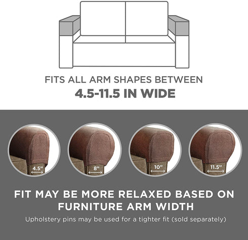 Zenna Home, Chocolate Pixel 2-Piece Stretch Furniture Arm Covers Armrest Protectors