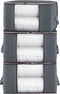 DOKEHOM 3-Pieces 90L Large Clothes Storage Bag Organizer with Reinforced Handle for Comforters, Blankets, Bedding, Collapsible Under Bed Storage (Grey)