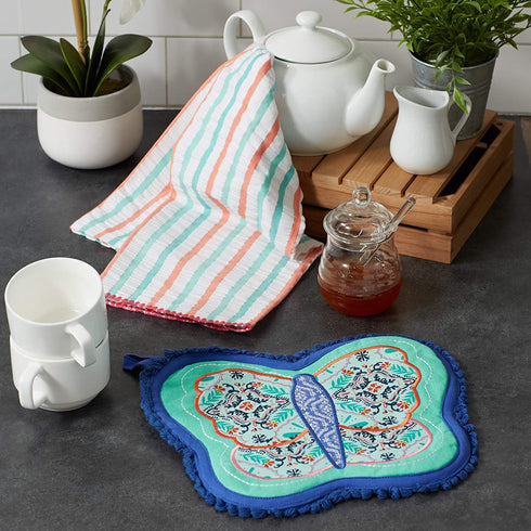 DII Gift Set Collection Kitchen Set, Potholder & Dishtowel Set, Hot Stuff, 3 Piece