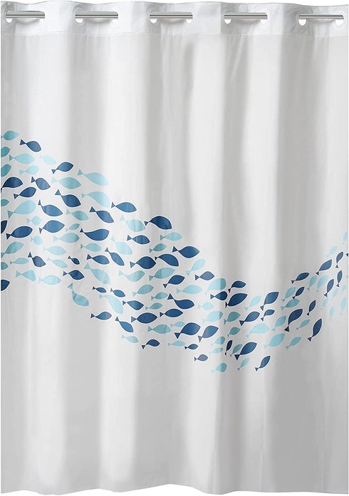 Hookless Printed Peva Shower Curtain, 71 X 74, Blue