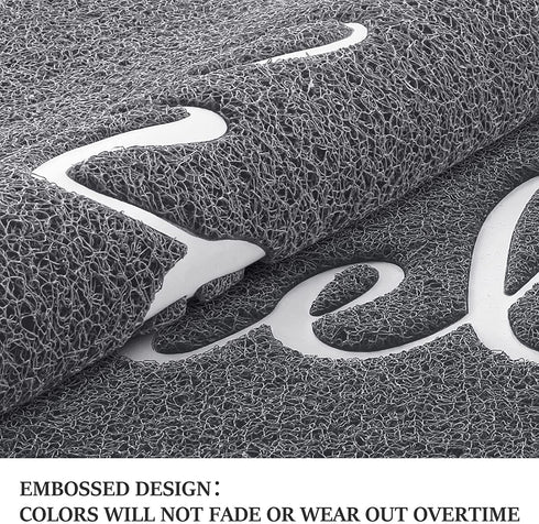 BeneathYourFeet Door Mat, Durable Welcome Mat Low Profile Floor Mat Front Doormat Indoor and Outdoor Doormat Non Slip Rugs for Entryway, Patio, High Traffic Areas (32"x20", Grey)