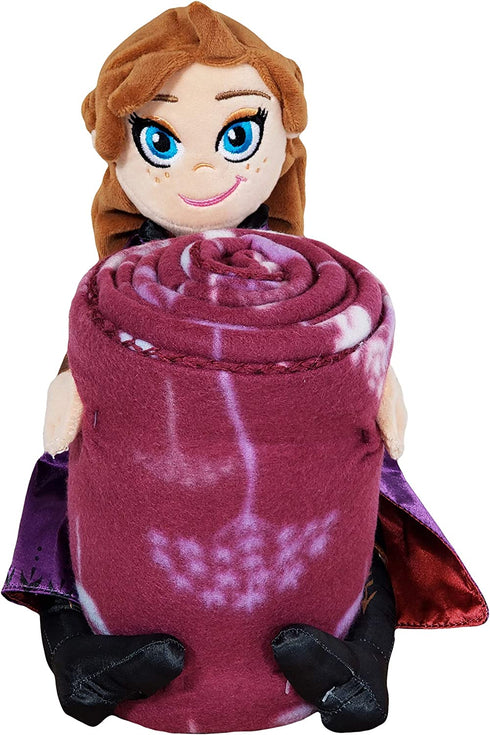 Disney Frozen 2, "Dandelion Anna" Character Shaped Pillow and Fleece Throw Blanket Set, 40" x 50", Multi Color, 1 Count