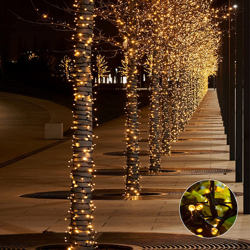 COLCOW 300 LED Color Changing Christmas String Lights Indoor Outdoor, 108ft Warm White Mixed Multicolor 11 Modes Fairy Lights, Connectable Waterproof Christmas Tree Lights with Timer Remote