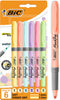 BIC Highlighter Grip Pastel, Highlighter Pens with Adjustable Chisel Tip, Rubber Grip for Extra Comfort, Assorted Colours, Pack of 6