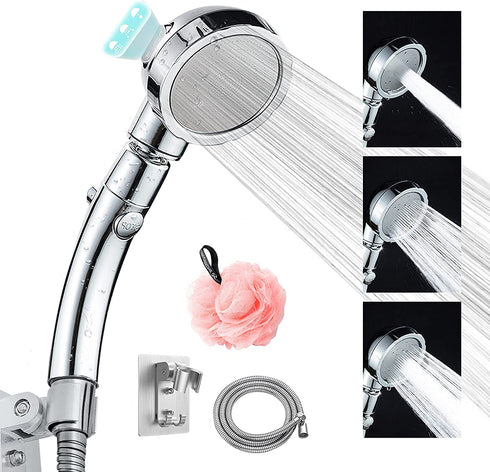 Shower Head,The third generation Hand Shower,shower head,Angle adjustable Increase Pressure and Save Water,Equipped with Explosion-proof Encryption Hose and Shower Head Bracket