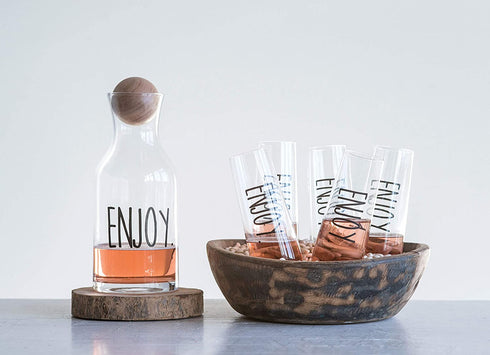 Creative Co-Op Enjoy Stemless Champagne Glass, Clear