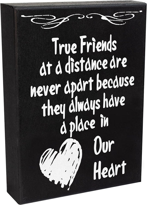 JennyGems True Friends At A Distance Are Never Apart Sign, Friend Gifts, Going Away Gifts For Friends, Long Distance Friendship Sign, 6x8 Inches Wood Wall Hanging, Friends Desk Plaque