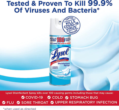 Lysol Disinfectant Spray, Sanitizing and Antibacterial Spray, For Disinfecting and Deodorizing, Crisp Linen, 2 Count, 12.5 fl oz each