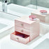 iDesign Plastic 3-Drawer Jewelry Box, Compact Storage Organization Drawers Set for Cosmetics, Dental Supplies, Hair Care, Bathroom, Office, Dorm, Desk, Countertop, 6.5" x 6.5" x 6.5", Pink