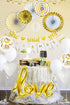 VIDAL CRAFTS Gold Engagement Party Decorations, 6 Pcs Paper Fans, MR&MRS Banner, Love Foil Balloon, Engagement Balloons, She Said Yes Banner, Gold Themed Engagement Party Kit or any kind of engagement party decor