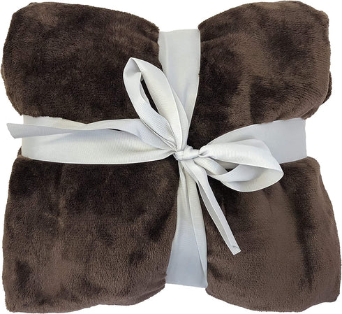 Allgala 60x45 Super Soft Flannel Plush Light Weight Throw Blanket-Chocolate-BLK82301