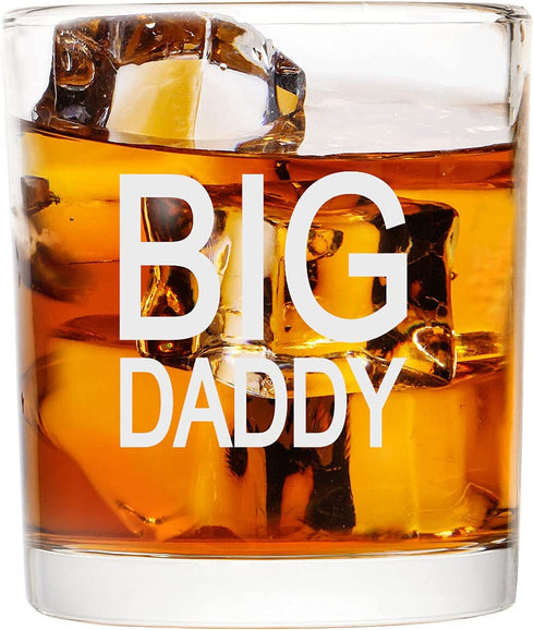 Dad Gift on Father™s Day, Novelty Big Daddy Whiskey Glass, Old Fashioned Glasses, Unique Scotch Glass for Dad, New Dad, Husband, friends, Gift on Father™s Day, Birthday, Christmas, 10 Oz