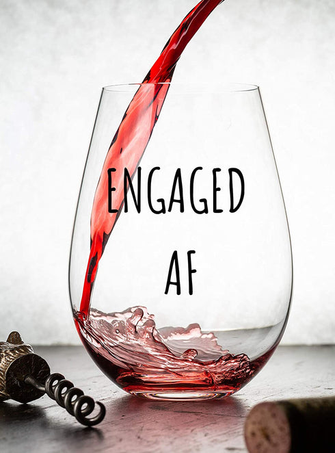 Engaged AF Wine Glass And Beer Glass Set - Funny Mr And Mrs Engagement Or Wedding - Great For Couples, Newlyweds, And Anniversaries