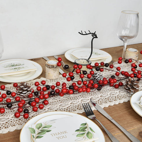 Artiflr 6FT Red Berry Christmas Garland with Red and Black Berry, Artificail Berry Garland Indoor Outdoor Garden Gate Hone Decoration for Winter Holiday New Year Decor
