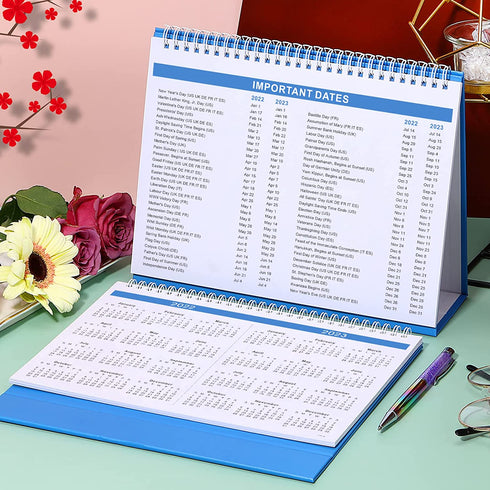 Desk Calendar 2022-2023 - Standing Flip Desktop Calendar, 18 Months from Jan 2022 to Jun 2023, Memoranda Lined Pages with Thick Paper, 10" x 8.3", Small Desk Calendar 2022 Standing Flip with Strong Twin-Wire Binding