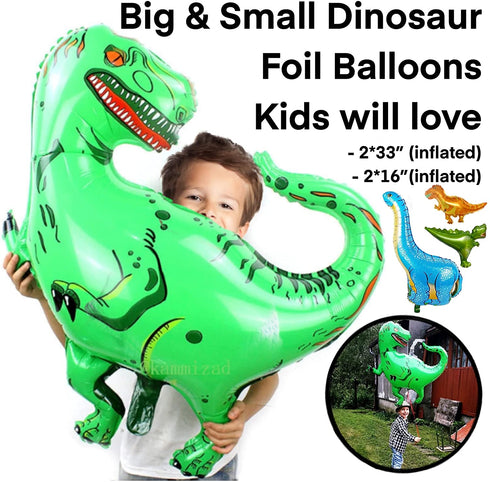 Dinosaur Party Decorations, Dinosaur Birthday Party Supplies for Boys Girls, Dino Party Decorations with Jurassic Park Themed, Godzilla T Rex Balloons, ROAR for Kids first, 2, 3, 4 year old (SILVER)