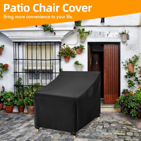 WLEAFJ Outdoor Chair Covers Waterproof, Black Lawn Patio Furniture Covers, Heavy Duty Wicker Garden Sofa Chair Cover, Single - 30" W x 37" D x 31" H