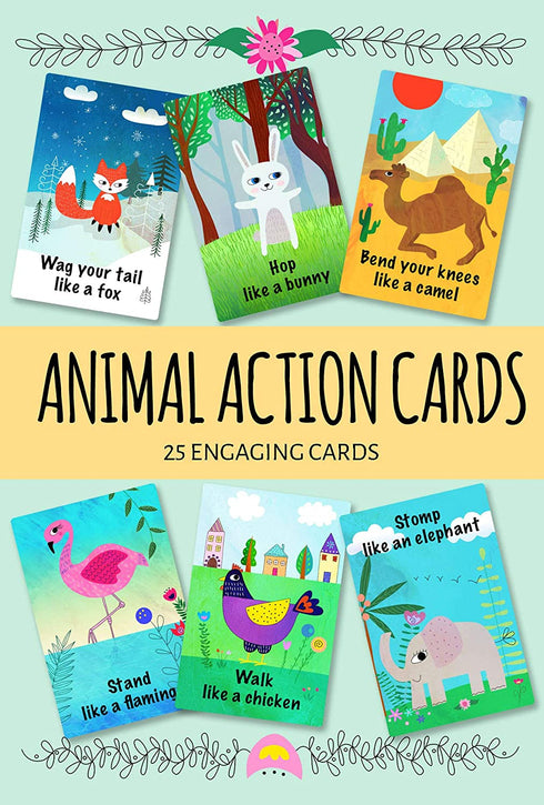 Animal Action Cards. 25 Engaging cards. Movement game for kids.