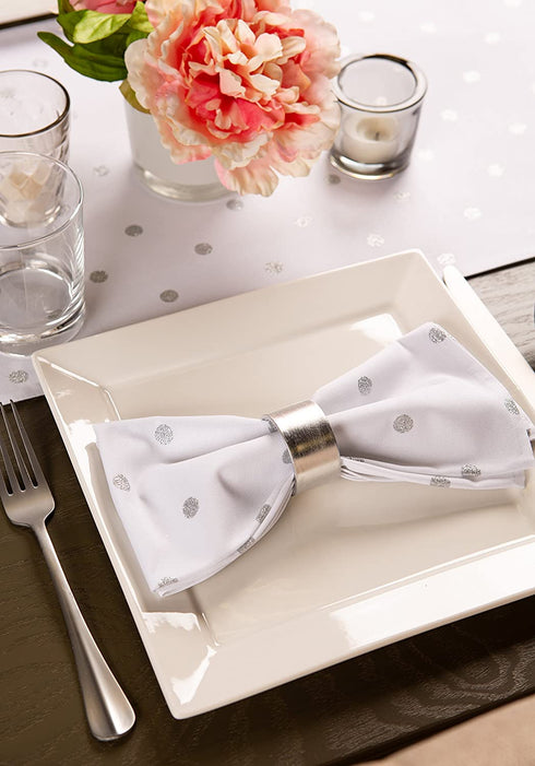 DII Polka Dot Kitchen Collection, Napkins, 18x18, White/Metallic Silver, 4 Piece