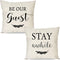 PANDICORN Set of 2 Farmhouse Throw Pillows Covers 18x18 with Quotes Stay Awhile Be Our Guest for Home Décor Living Room Outdoor Porch