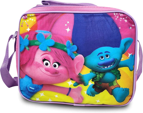 Trolls World Tour School Backpack Set For Girls ~ 5 Pc Bundle With 16 in Poppy Trolls School Bag, Lunch Box, School Supplies Set, Stickers, More Troll Accessories Travel Bag(Trolls school supplies)