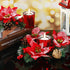2 Pcs 10 Inch Christmas Poinsettia Candle Holder Centerpiece Red Poinsettia Christmas Candle Rings with 2 Pcs Christmas Candle Holders Glass for Home Party Christmas Table Mantel Decorations(Red)