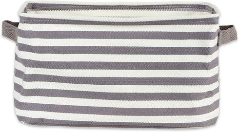 DII Laundry Storage Collection Cabana Stripe Collapsible and Waterproof Bins, Small Rectangle, 12x7.5, Gray, 2 Piece