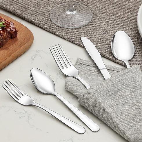 Silverware Set, 40-Piece Silverware Set for 8, Stainless Steel Flatware Cutlery Set, Spoons and Forks Set Suitable for Home/ Restaurant, Mirror Polished & Dishwasher Safe