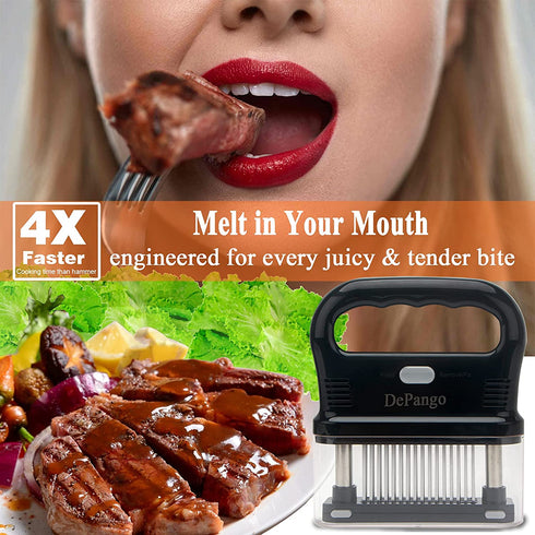 DePango Meat Tenderizer, Meat Tenderizing Needle Tool with Heavy-Duty Stainless Steel 48 Blades for Steak/Chicken Breast/Pork Chops/Beef Brisket, Detachable for Cleaning, Dishwasher Safe