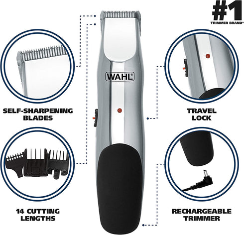 Wahl Beard and Mustache Trimmer, Cordless Rechargeable Facial Hair Trimmer with 5 Length Settings - Model 9916-4301