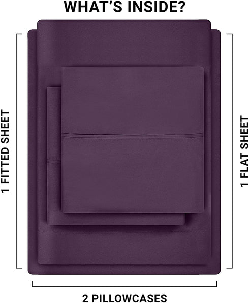Utopia Bedding King Bed Sheets Set - 4 Piece Bedding - Brushed Microfiber - Shrinkage and Fade Resistant - Easy Care (King, Purple)