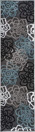 Rugshop Contemporary Modern Floral Flowers Easy Maintenance for Home Office,Living Room,Bedroom,Kitchen Soft Runner Rug 2' x 7' Gray