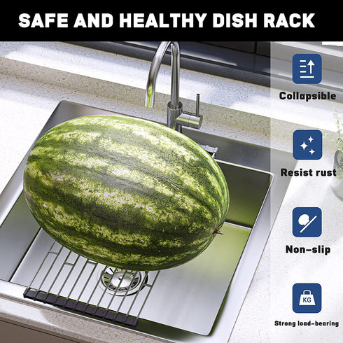BREEKET Roll Up Dish Drying Rack, Over The Sink Multipurpose Dish Drying Rack, Foldable Kitchen Rolling Dish Drainer for for Kitchen Sink Counter (20.5" x 10.2")